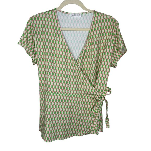 Kettlewell Geometric Print Wrap Top With Tie Waist, 12 - Picture 1 of 9